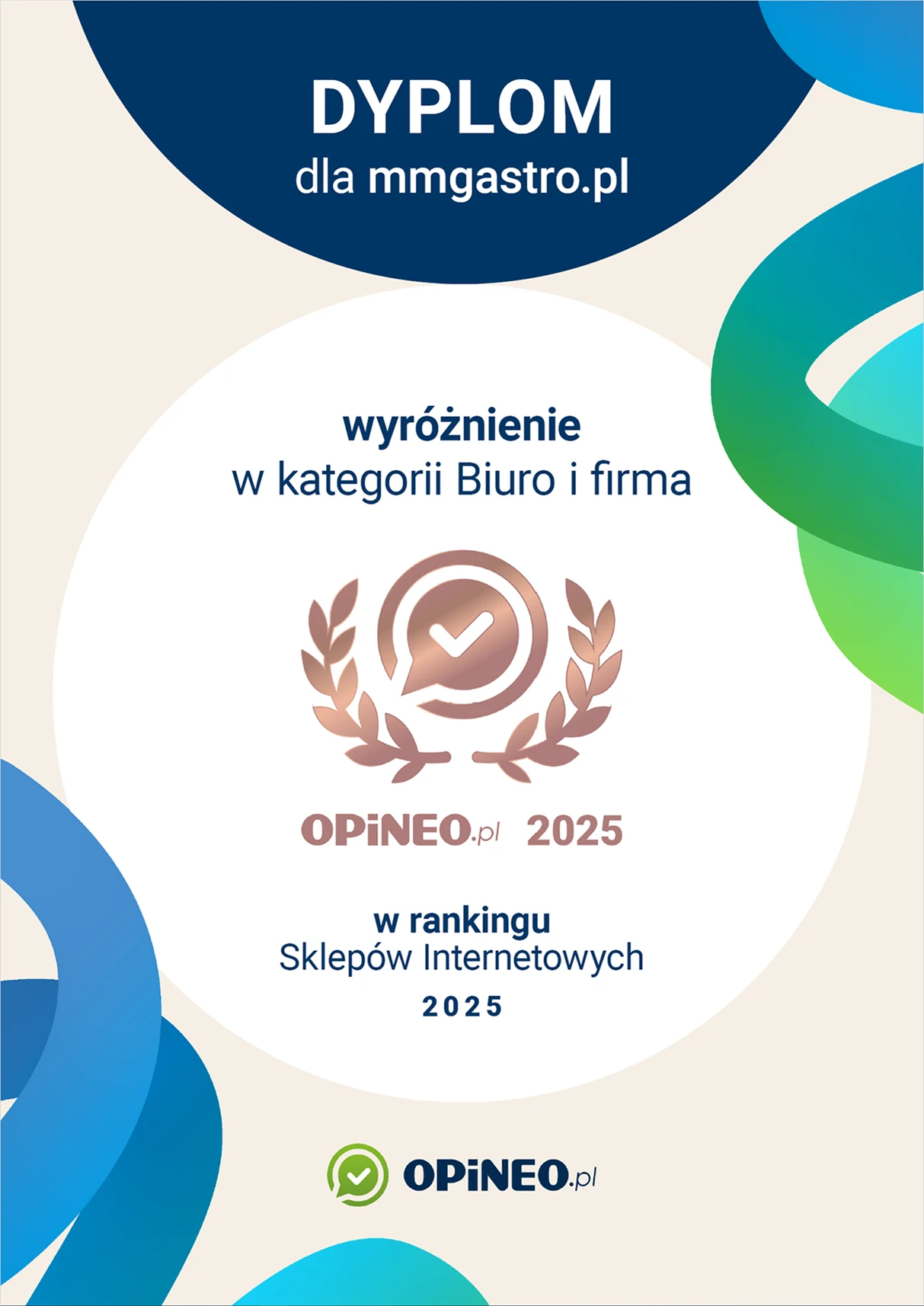 Dyplom z wyróżnieniem od Opineo za rok 2025
