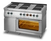 Kuchnia gastronomiczna elektryczna 6-płytowa z piekarnikiem elektrycznym GN 2/1 i z szafką, 14,4 kW | LOZAMET L700.KE6 PE+SD
