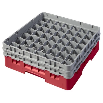 Kosz do szkła 49 przegródek - 50x50 cm, czerwony | CAMBRO 49S434/163