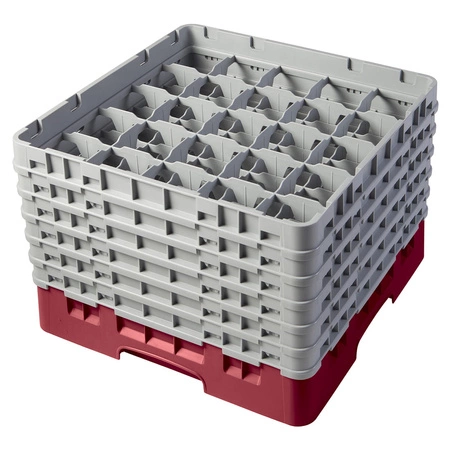 Kosz do szkła 25 przegródek - 50x50 cm, żurawinowy | CAMBRO 25S1114/416