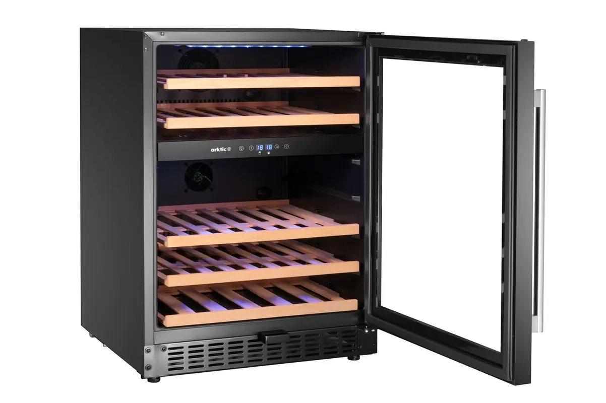 Lodówka do wina, 2-strefowa, 46 butelek, czarna, 137 l, 5 półek, 1 drzwi | ARKTIC 237106