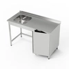 Stół nierdzewny ze zlewem 1-komorowym i szafką 200x60x85 cm | FORGAST