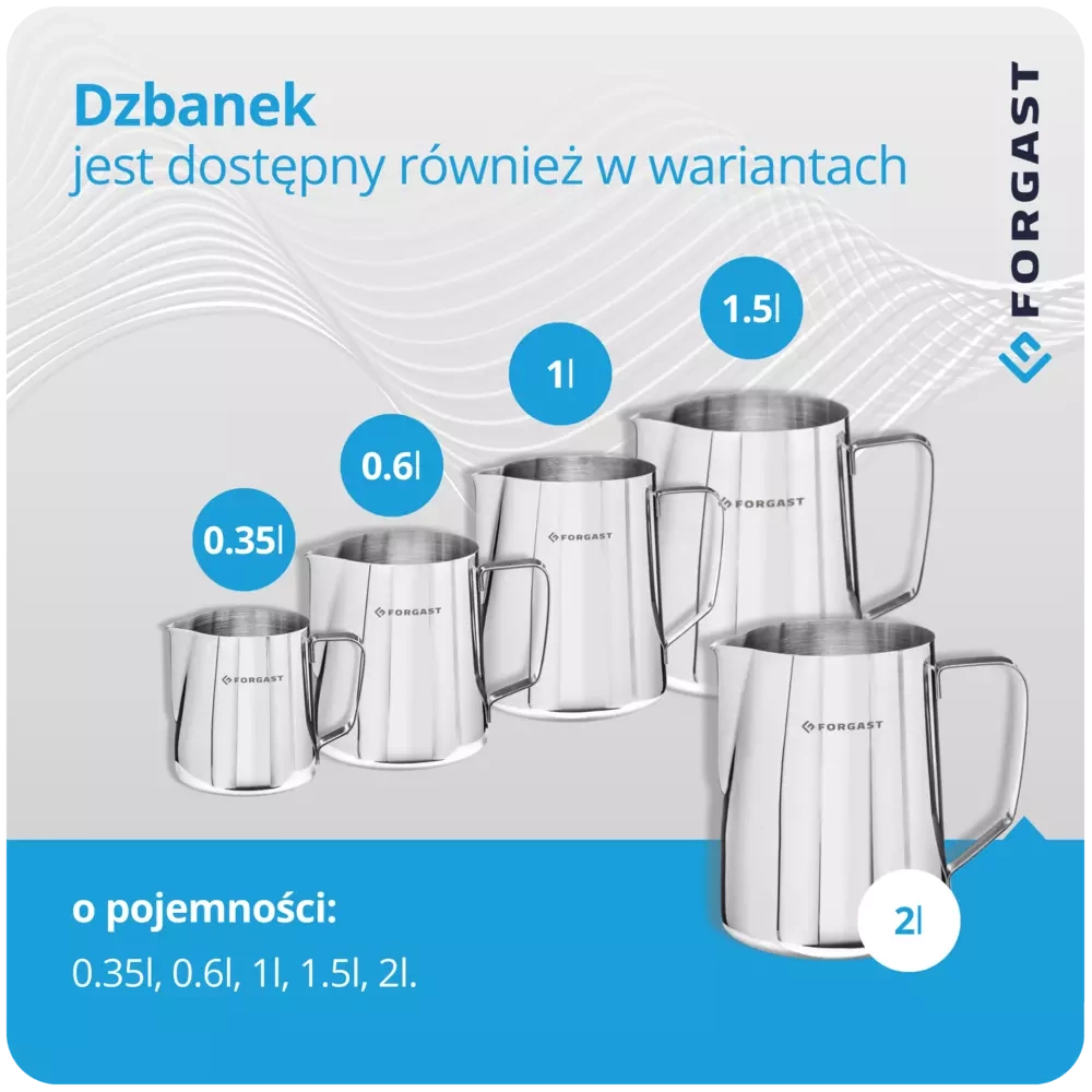 Dzbanek stalowy do spieniania mleka, 2 l | FORGAST FG11024