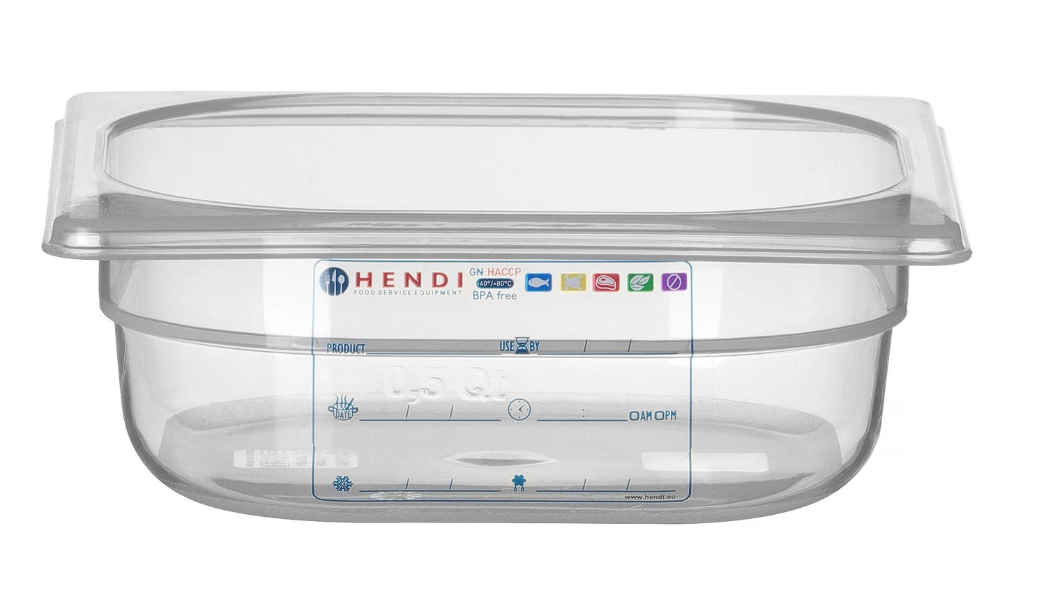 Pojemnik GN 1/6 gł. 6,5 cm z polipropylenu HACCP | HENDI 880487