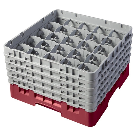 Kosz do szkła 25 przegródek - 50x50 cm, żurawinowy | CAMBRO 25S1058/416