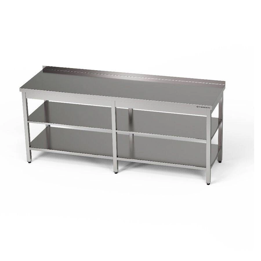 Stół roboczy nierdzewny z dwiema półkami 220x70x85 cm | FORGAST