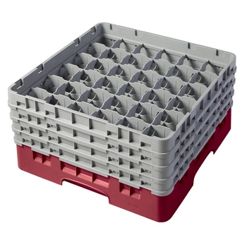 Kosz do szkła 36 przegródek - 50x50 cm, żurawinowy | CAMBRO 36S800/416