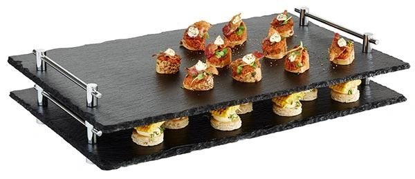 Płyta HOCHSTAPLER, z łupku, z uchwytami, GN 1/1, 53x32.5x6 cm | APS 966