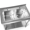 Stół nierdzewny ze zlewem 2-komorowym z półką 100x60x85 skręcany | FORGAST FG15339