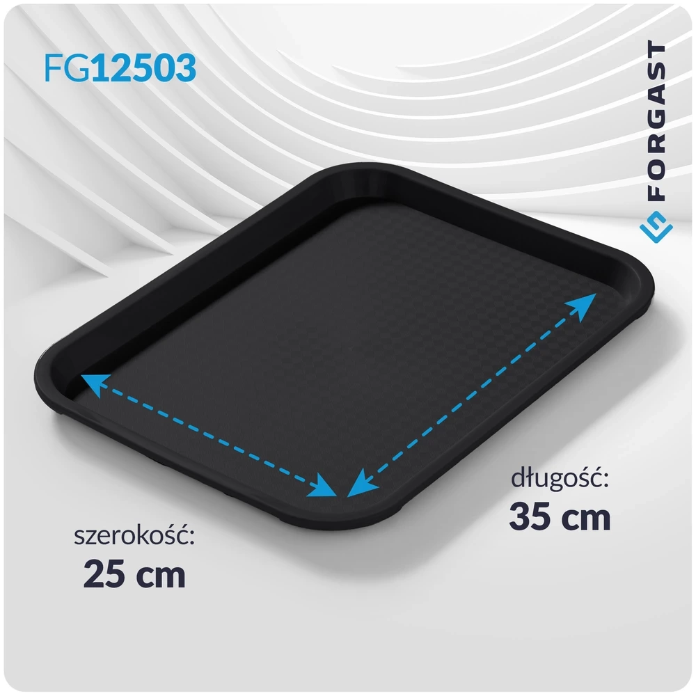 Taca fast food czarna, polipropylen, 35x25 cm, prostokątna | FORGAST FG12503