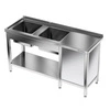 Stół nierdzewny ze zlewem 2-komorowym 160x60x85 cm | FORGAST