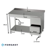 Stół roboczy nierdzewny z blokiem szuflad i półką dolną 140x70x85 cm | FORGAST