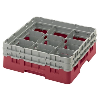 Kosz do szkła 9 przegródek - 50x50cm, żurawinowy | CAMBRO 9S434/416