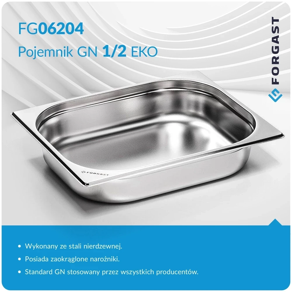 Pojemnik GN 1/2 4 cm eko ze stali nierdzewnej | FORGAST FG06204V1