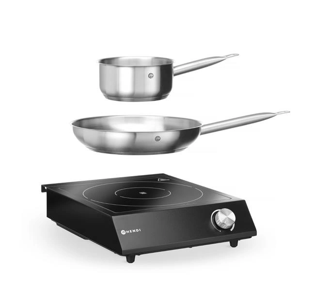 Kuchenka indukcyjna 3500 W z rondlem i patelnią, 230 V | HENDI 239899