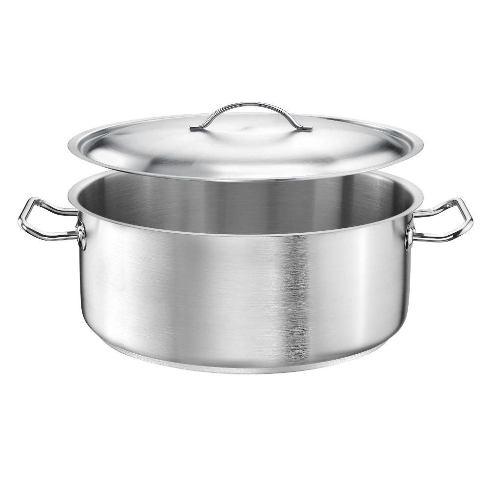 Garnek ze stali nierdzewnej niski z pokrywką - poj. 20 l PRO | TOM-GAST P1-2109-40L