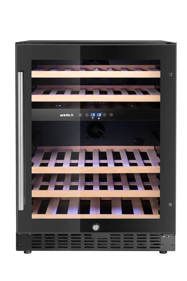 Lodówka do wina, 2-strefowa, 46 butelek, czarna, 137 l, 5 półek, 1 drzwi | ARKTIC 237106