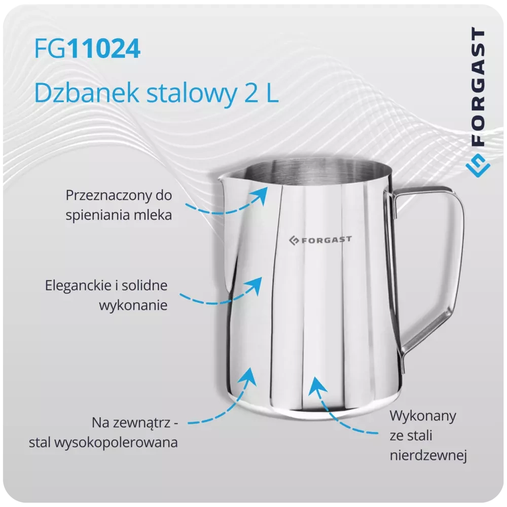 Dzbanek stalowy do spieniania mleka, 2 l | FORGAST FG11024
