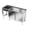 Stół nierdzewny ze zlewem 1-komorowym i szafką 180x60x85 cm | FORGAST