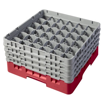 Kosz do szkła 36 przegródek - 50x50 cm, czerwony | CAMBRO 36S800/163