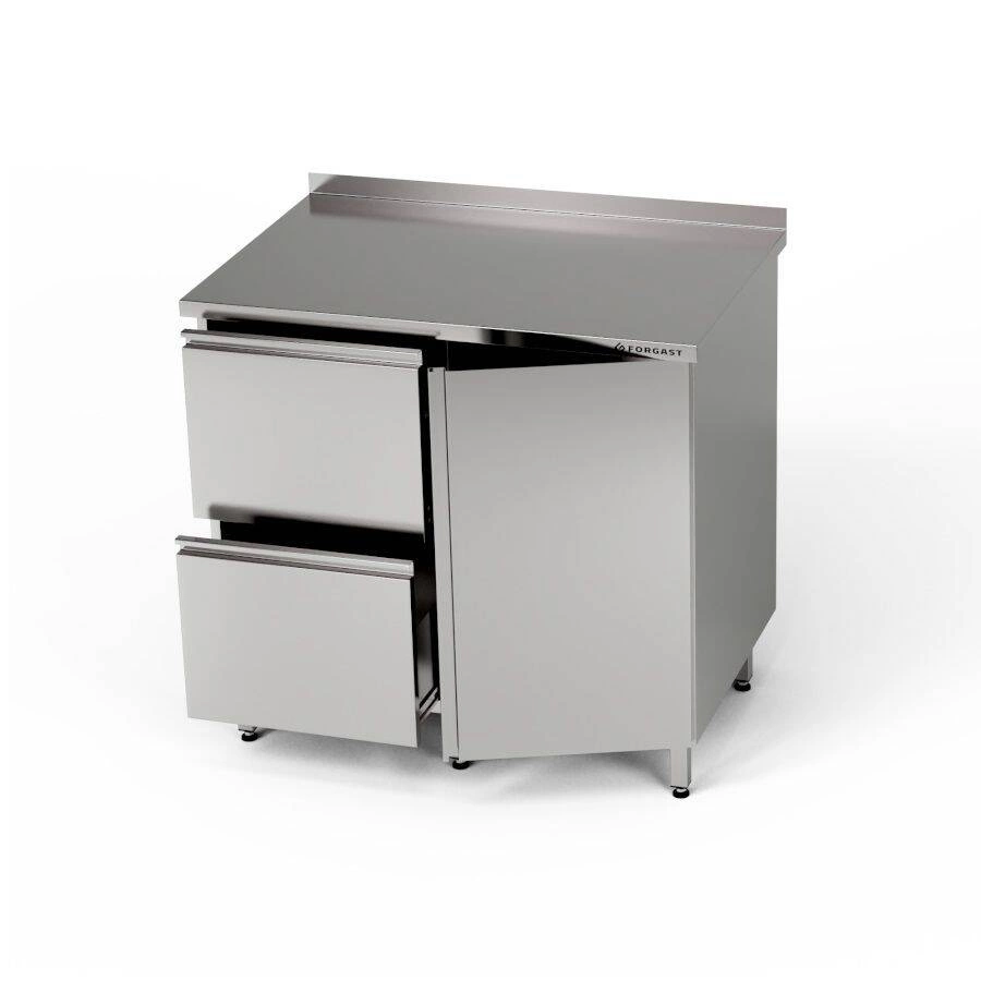 Stół roboczy nierdzewny z szafką i blokiem szuflad 80x70x85 cm | FORGAST