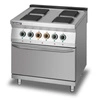 Kuchnia gastronomiczna elektryczna 4 pola kwadratowe z piekarnikiem elektrycznym z termoobiegiem, GN 2/1 | LOZAMET L900.KE4 PET