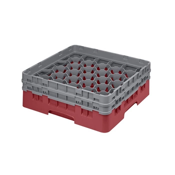 Kosz do szkła 30 przegródek - 50x50 cm, czerwony | CAMBRO 30S434/163