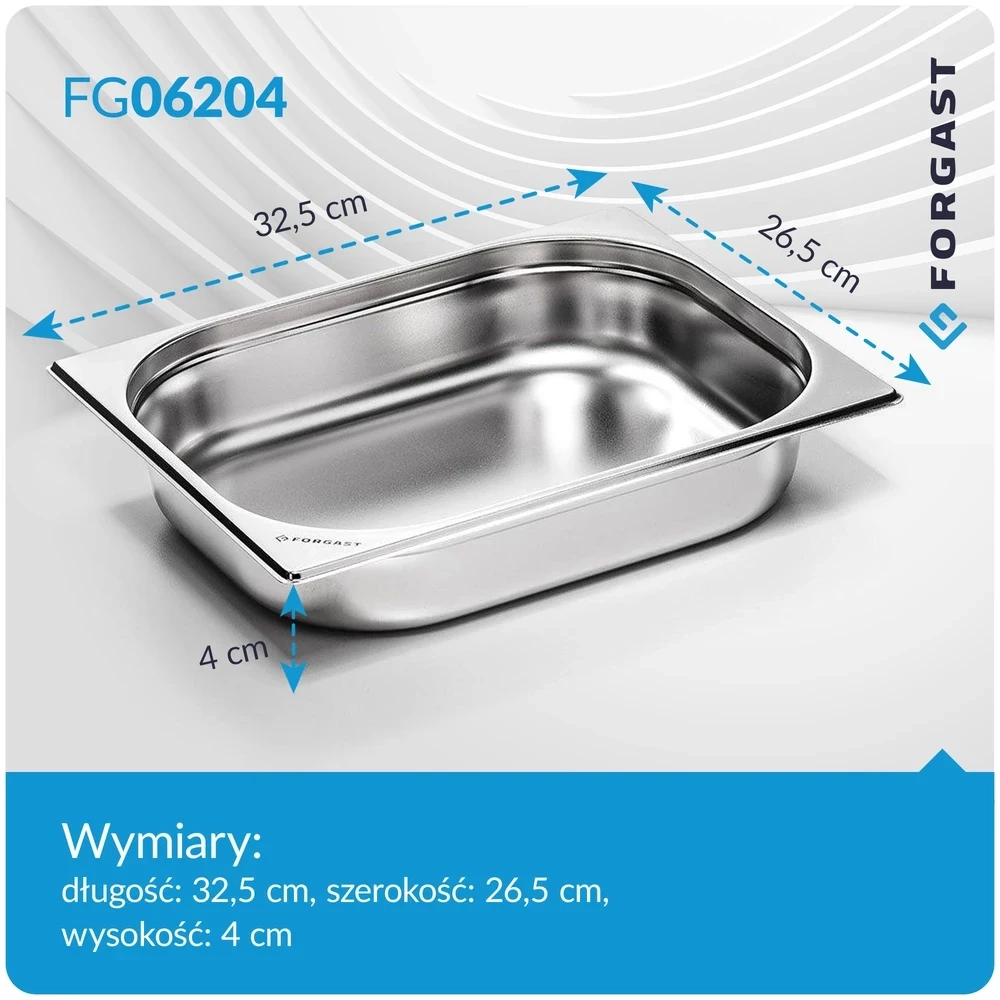 Pojemnik GN 1/2 4 cm eko ze stali nierdzewnej | FORGAST FG06204V1