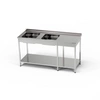 Stół nierdzewny ze zlewem 2-komorowym 230x60x85 cm | FORGAST