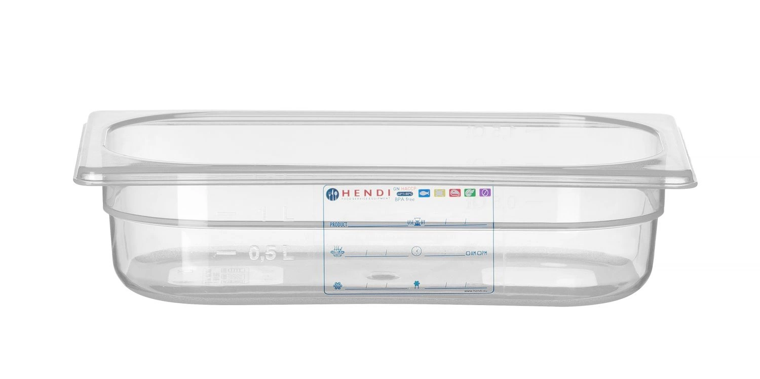Pojemnik GN 1/4 gł. 6,5 cm z polipropylenu HACCP | HENDI 880388