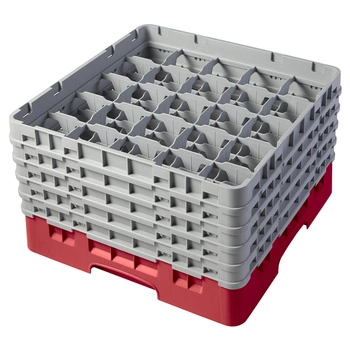 Kosz do szkła 25 przegródek - 50x50 cm, czerwony | CAMBRO 25S1058/163