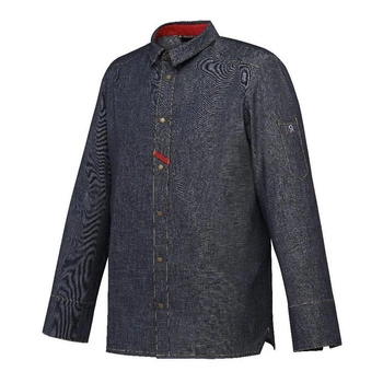 Bluza kucharska Vinho denim długi rękaw S | ROBUR U-VH-JLS-S