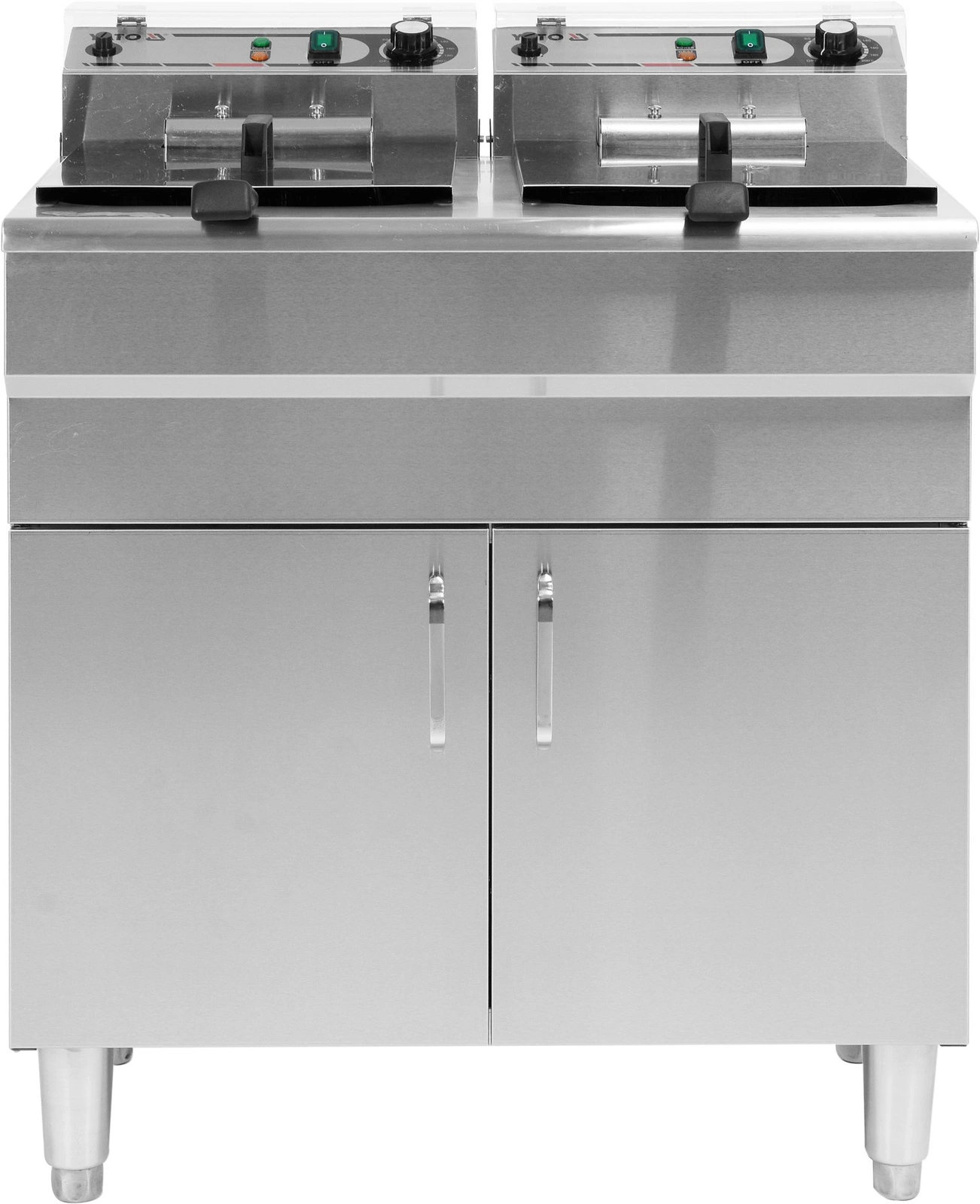 Frytownica elektryczna 2-komorowa z szafką i kranami spustowymi 2x11,5 l | YATO YG-04638
