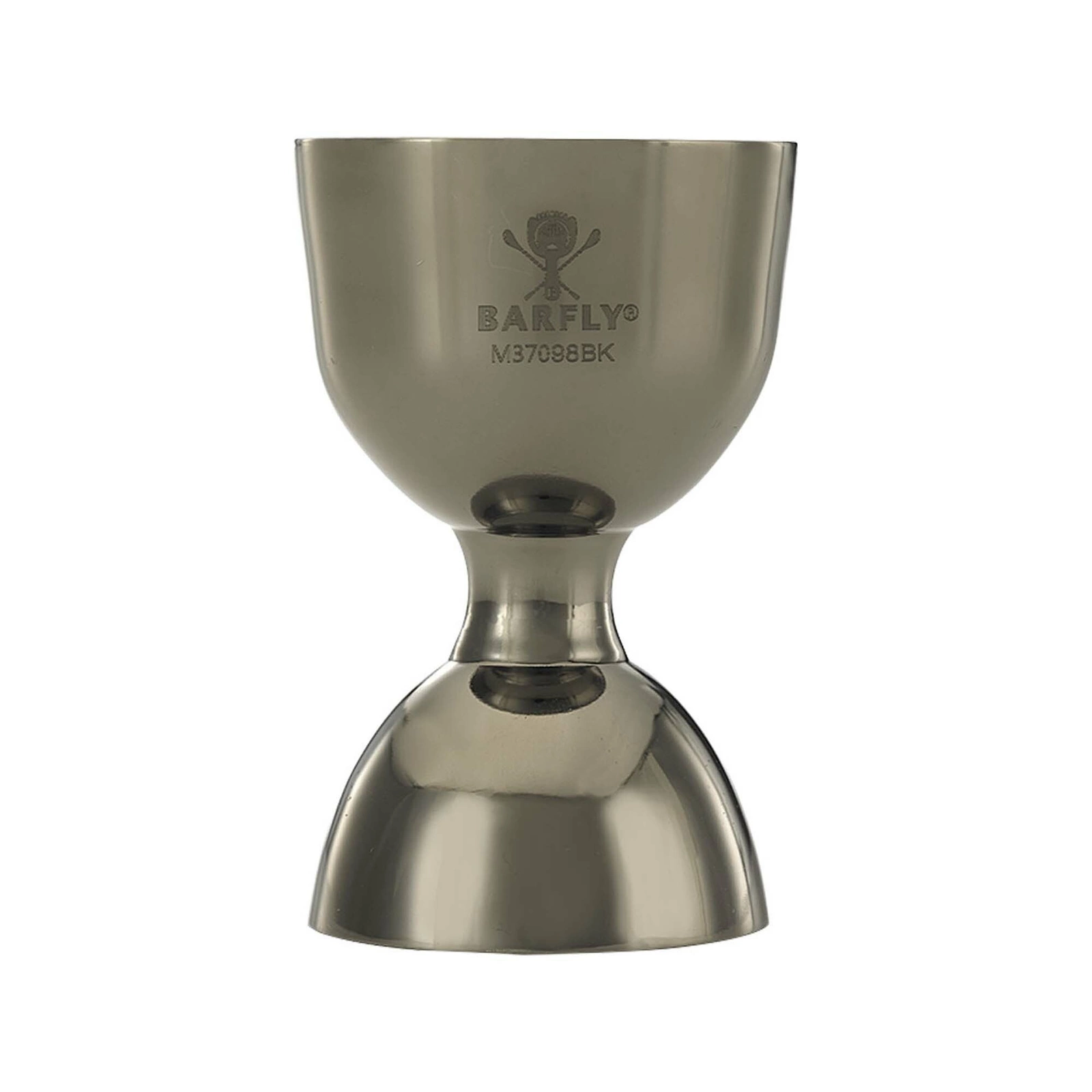 Miarka barmańska Bell z prostą krawędzią, stal nierdzewna, kolor: czarny, 25/50 ml | BARFLY M37098BK