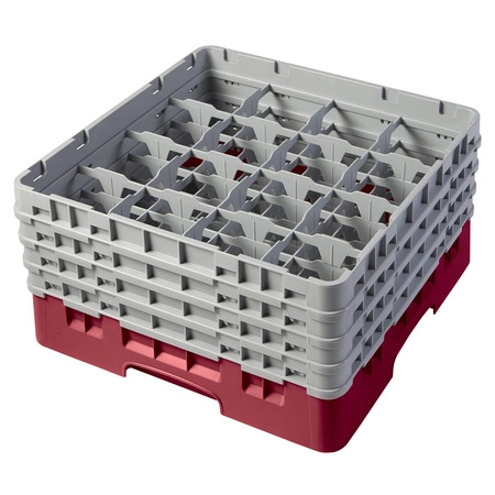 Kosz do szkła 16 przegródek - 50x50 cm, żurawinowy | CAMBRO 16S800/416