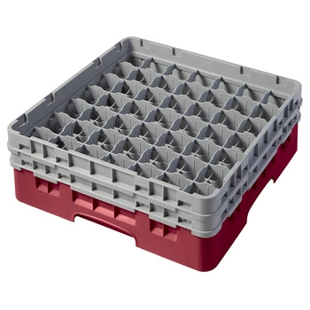 Kosz do szkła 49 przegródek - 50x50 cm, żurawinowy | CAMBRO 49S434/416