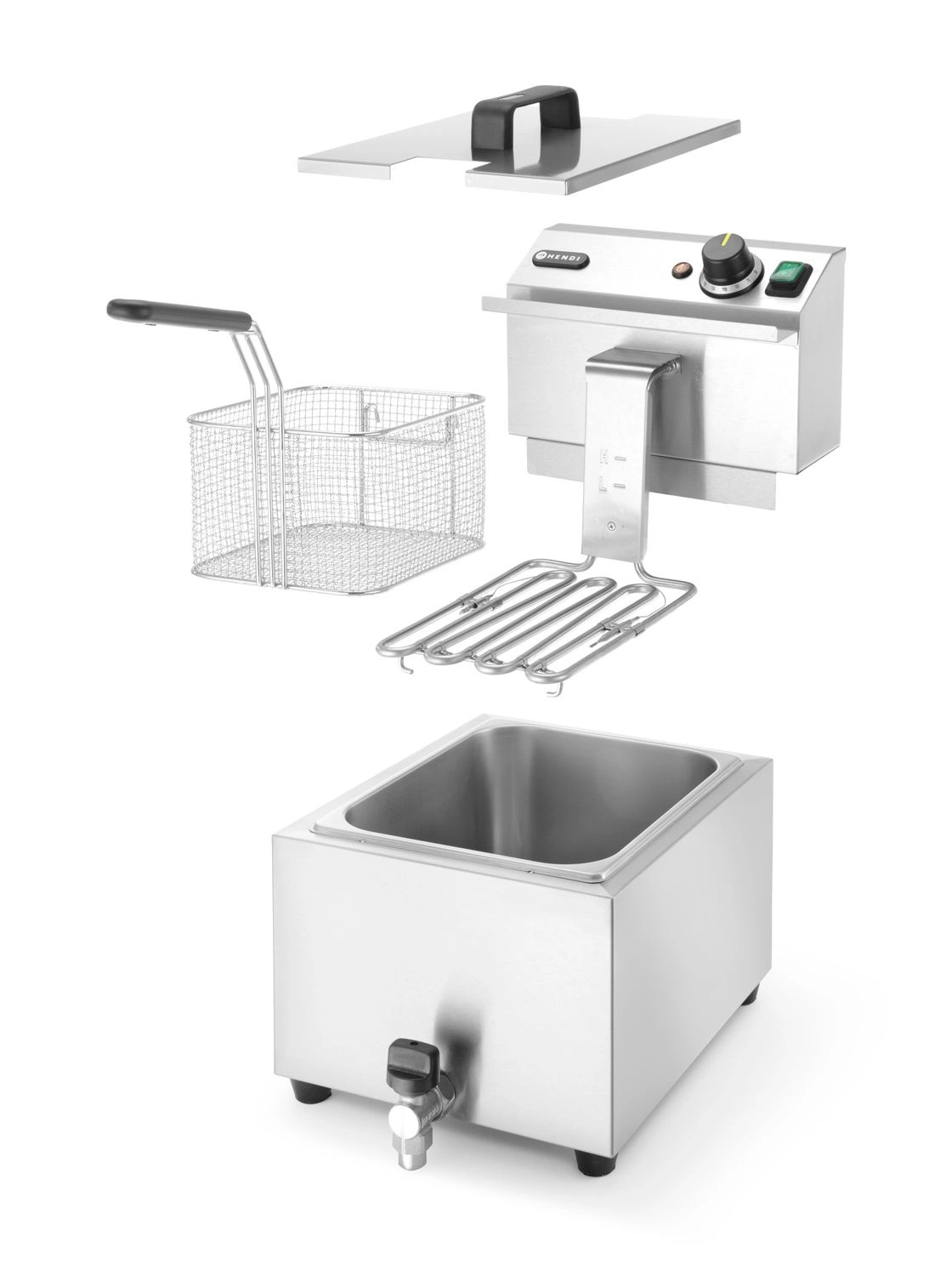 Frytownica elektryczna z kranem spustowym, 8 l, zimna strefa | HENDI 209202