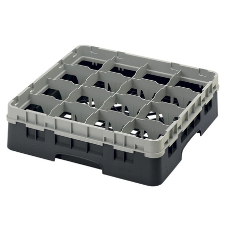 Kosz do szkła 16 przegródek - 50x50cm, czarny | CAMBRO 16S418/110