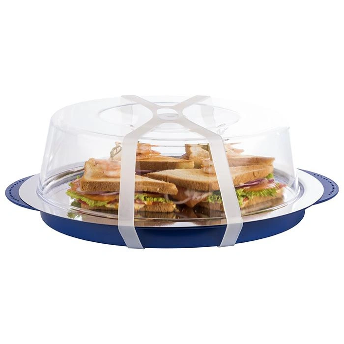 Taca okrągła z wkładem chłodzącym i pokrywą, niebieska 35x15 cm | APS 9093