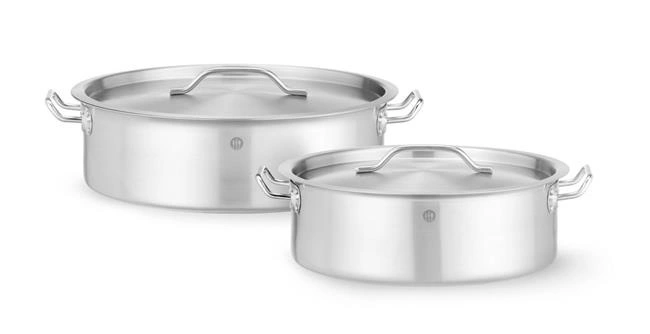 Garnek niski z pokrywką, ze stali nierdzewnej  - poj. 15.8 l | HENDI 836521