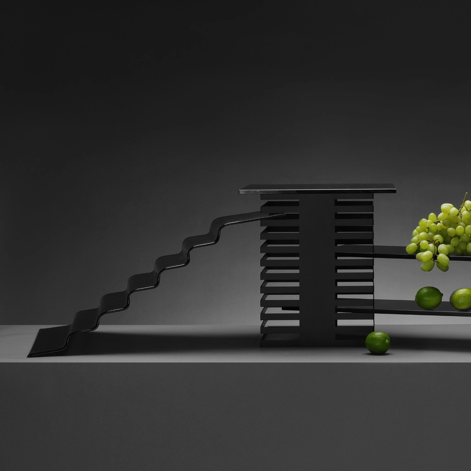 Schodki szklane - 4-stopniowe czarne | FINE DINE 429785