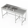 Stół nierdzewny ze zlewem 2-komorowym 280x70x85 cm | FORGAST