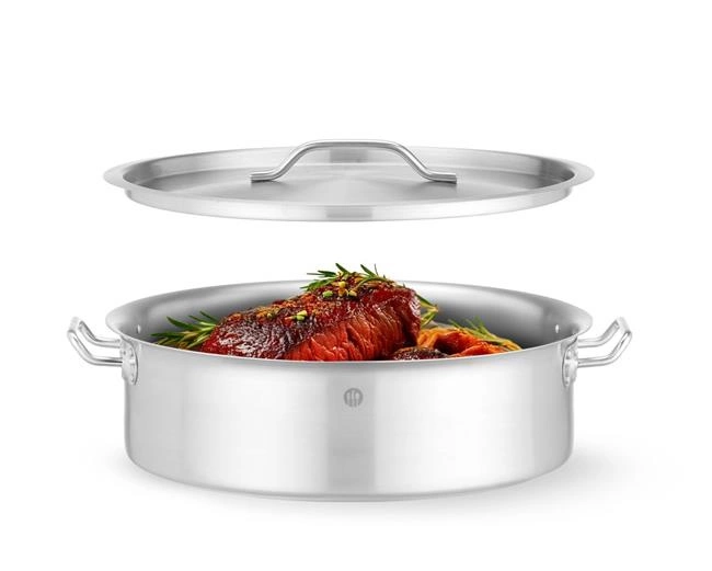 Garnek niski z pokrywką, ze stali nierdzewnej  - poj. 15.8 l | HENDI 836521