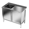 Stół nierdzewny ze zlewem 1-komorowym i szafką 80 cm | FORGAST