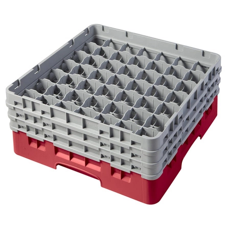 Kosz do szkła 49 przegródek - 50x50 cm, czerwony | CAMBRO 49S638/163