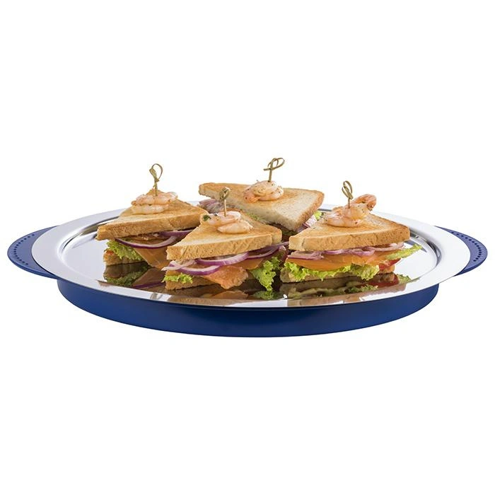 Taca okrągła z wkładem chłodzącym i pokrywą, niebieska 35x15 cm | APS 9093