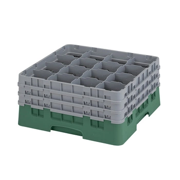 Kosz do szkła 16 przegródek - 50x50 cm, zielony | CAMBRO 16S738/119