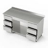 Stół roboczy nierdzewny z 2 blokami 3 szuflad i półką 200x60x85 cm | FORGAST