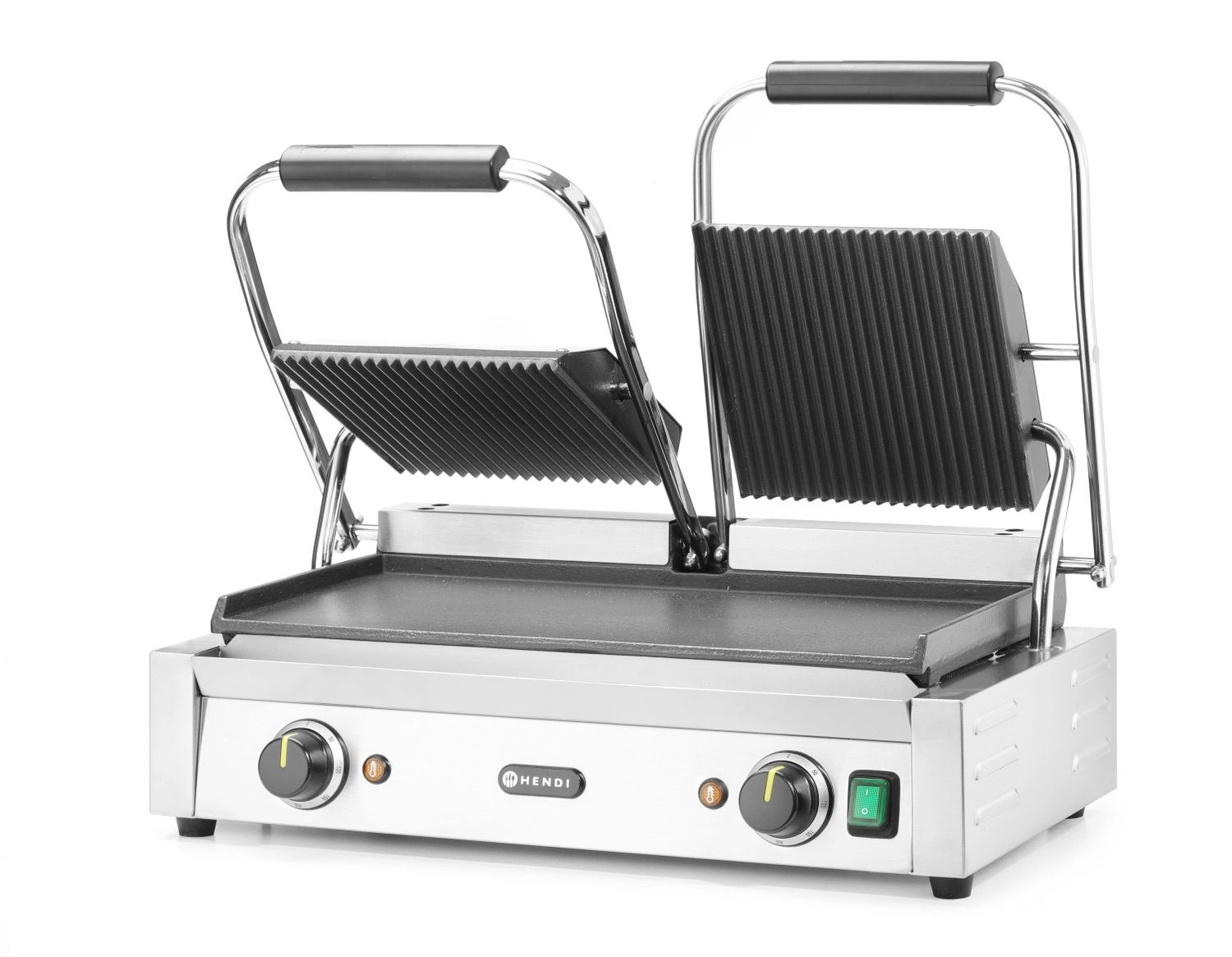 Grill kontaktowy podwójny, gładko-ryflowany, płyta 47,3 x 23 cm, 3,6 kW, 230 V | HENDI 263808