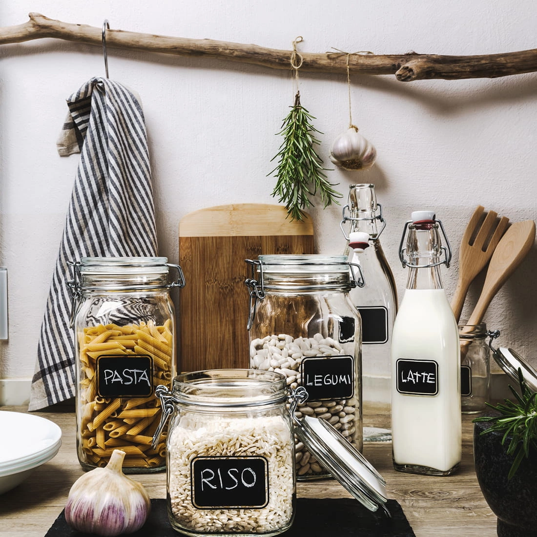 Słoik Fido z czarną etykietą do opisania kredą 750 ml | BORMIOLI ROCCO 1.49280